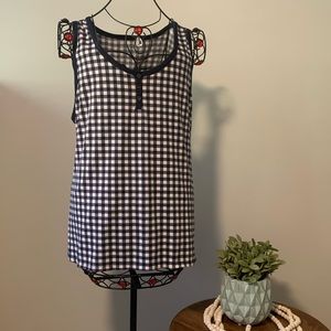 Draper James | Hilary Check Print Henley Tank Top